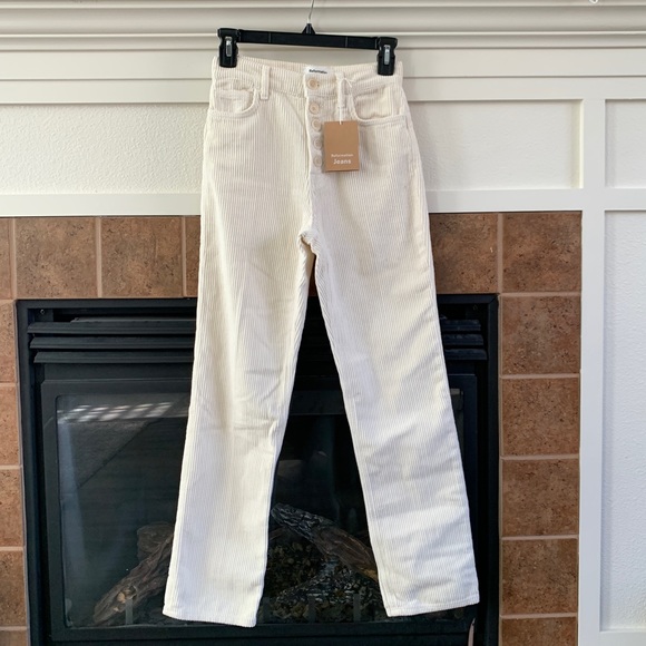 Reformation Pants - Reformation Cynthia Button Fly High Rise Straight Corduroy Pants